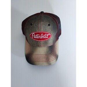 Peterbilt Trucks Hat Cap Mens Trucker Snapback Distressed Gray Black Red NEW